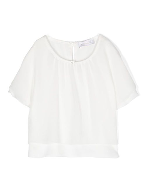 Crew-neck layered blouse - White