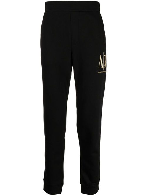 Logo-embroidered track pants - Black