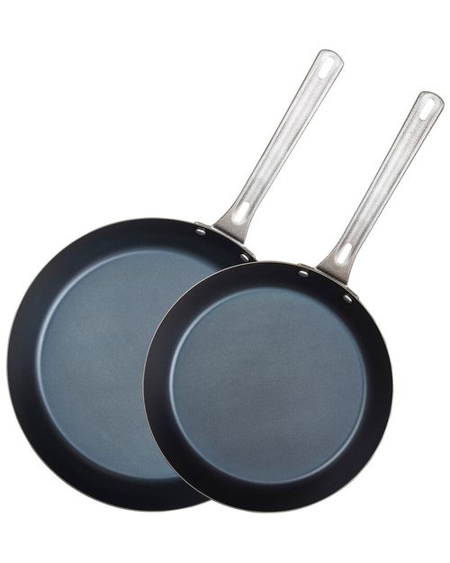 2Pc Blue Carbon Steel 10In And 12In Fry Pan Set