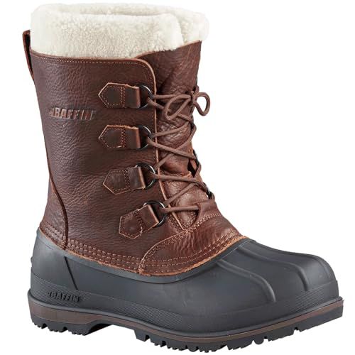 Baffin Men's CANADA Winter Boots | Waterproof Insulated Leather Boots for Cold Weather | Faux-Fur Collar & GelFlex Midsole