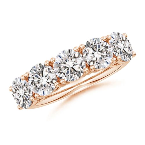 Angara 4.0 Carats Prong-Set Round Diamond Five Stone Wedding Ring in 14K Rose Gold