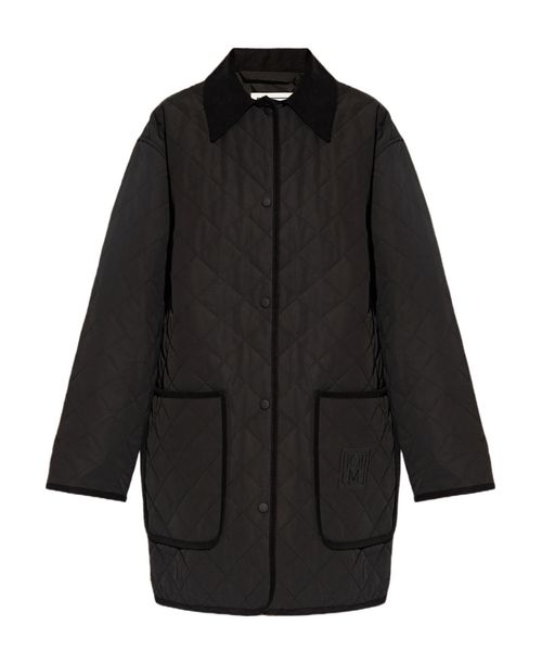 Corduroy-collar quilted jacket