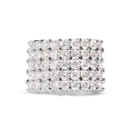 14k White Gold 4.0 Cttw Diamond 5 Row Ring Band
