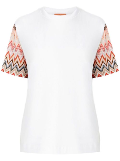 Contrast-sleeve T-shirt - White