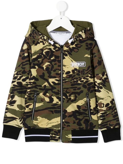 Camouflage-print hoodie - Green