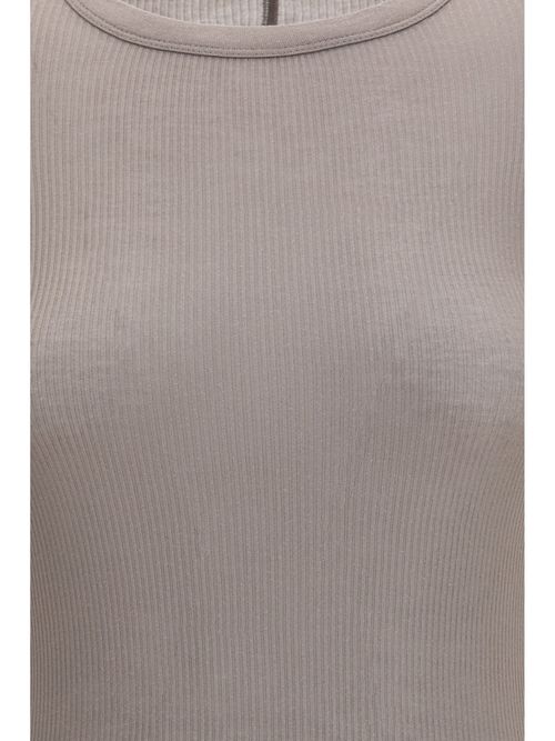 Ribbed Viscose Long-Sleeve Top — Gray