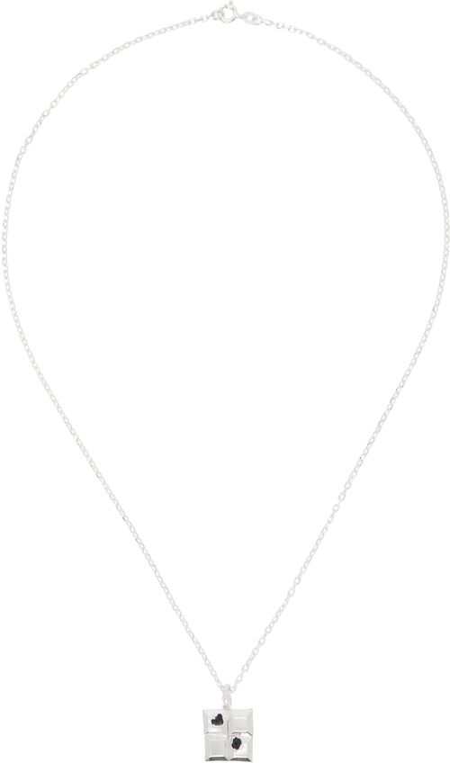 The Ouze Silver Foursquare Sapphire Necklace