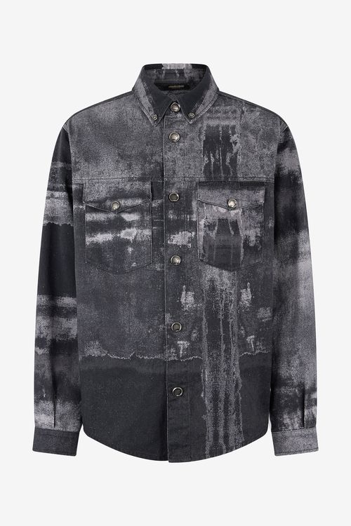 Denim Overshirt With Used Effect