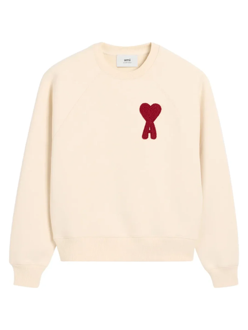 AMI Paris Ami De Coeur Embroidered Patch Sweatshirt in Beige - Beige
