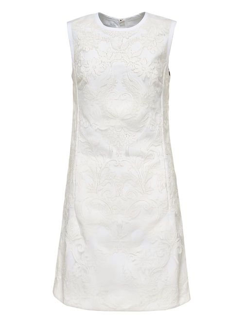 Brocade sleeveless dress - White