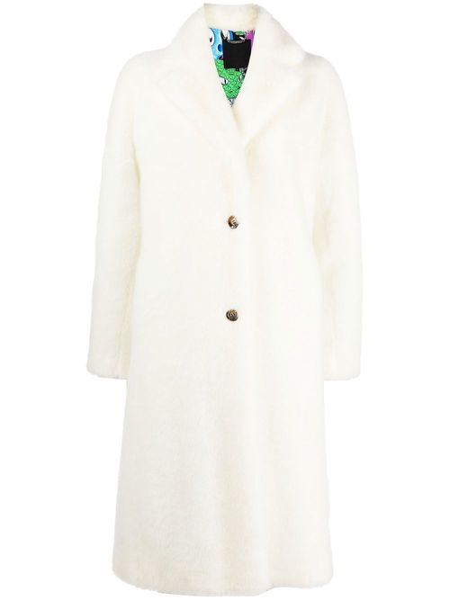 Monster-print faux-fur coat - White