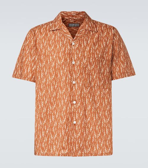 Printed cotton-blend bowling shirt