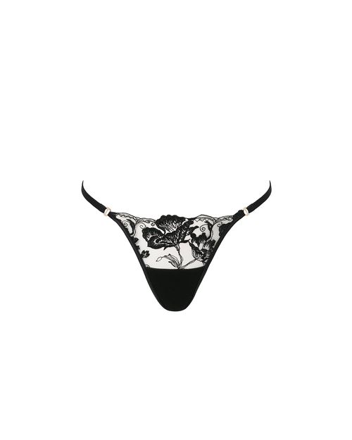 Bluebella Morelle Embroidered Sheer Thong Black