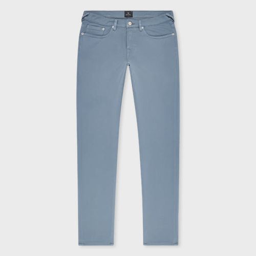 Tapered-Fit Powder Blue Garment-Dyed Organic Cotton-Stretch Jeans