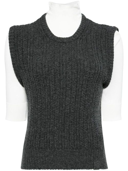 Mock-neck knitted top - Grey