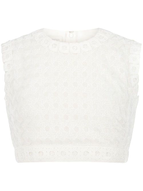 Cropped knitted top - White