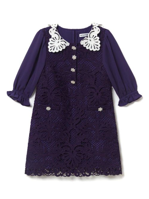 Mini floral-lace dress - Blue