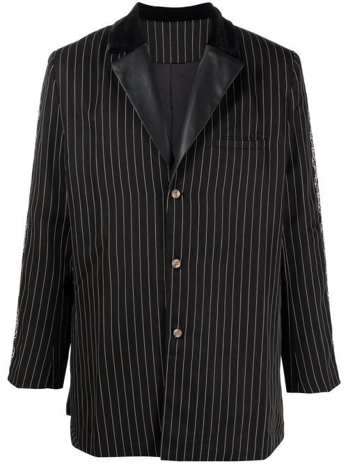 Stripe-print single-breasted blazer - Black