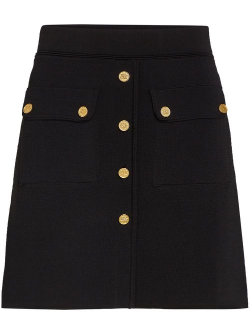 Logo-engraved buttoned skirt - Black