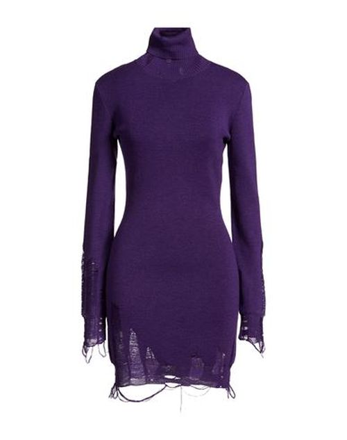 Woman Mini dress Purple Size S Acrylic, Virgin Wool
