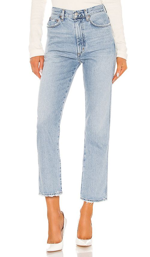 AGOLDE Pinch Waist High Rise Kick Jeans in Riptide - Blue. 24 also , 31, 32