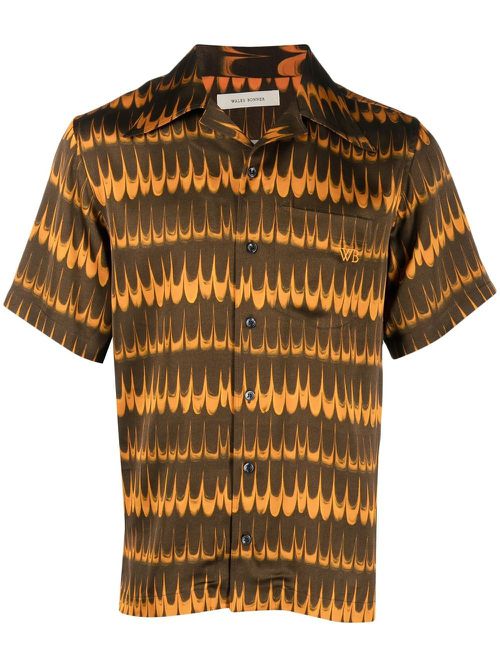 Geometric-print short-sleeve shirt - Orange