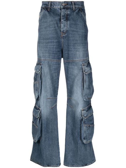 Mid-rise cargo jeans - Blue