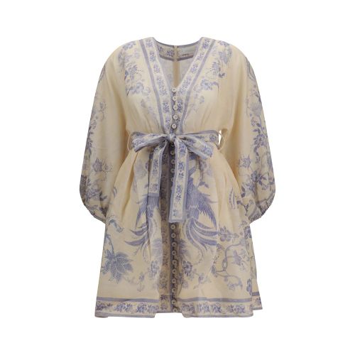 Indra Plunge Tunic Dress — Beige