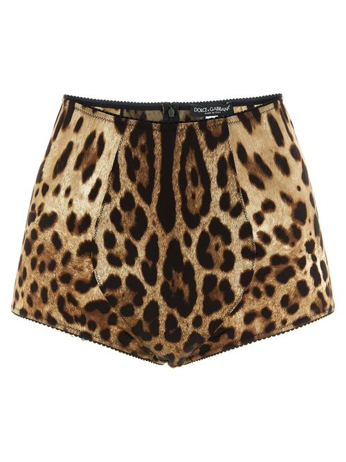 Leopard-Print Satin Shorts — Leopard