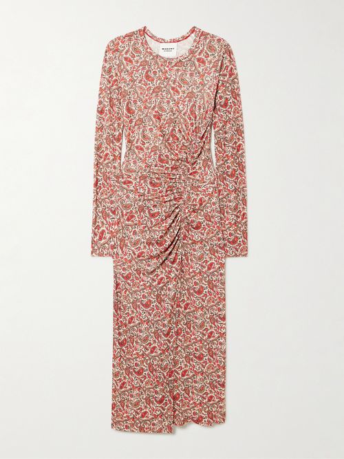 Jelina Gathered Printed Stretch-modal Midi Dress - FR 34