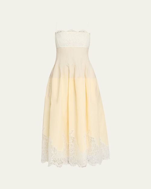 Lilianna Poplin Lace Midi Dress