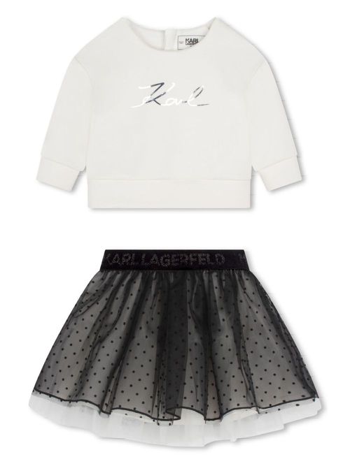Logo T-shirt and tutu skirt set - White