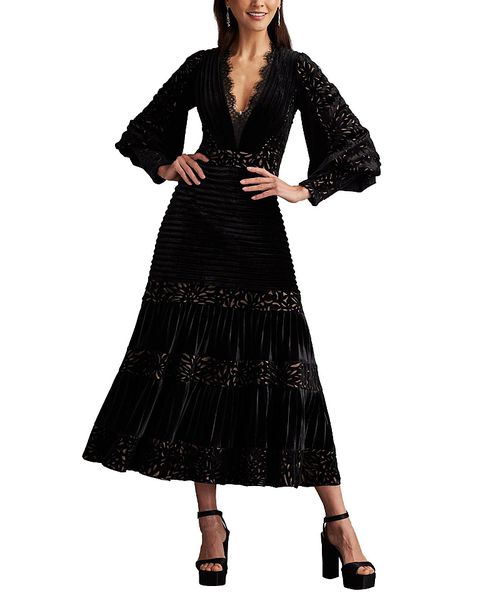 Sonata Pleated Velvet Midi Dress