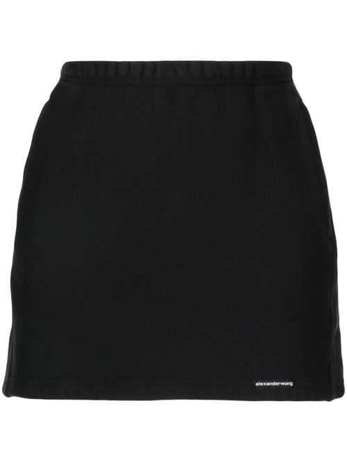 Logo-tag cotton miniskirt - Black