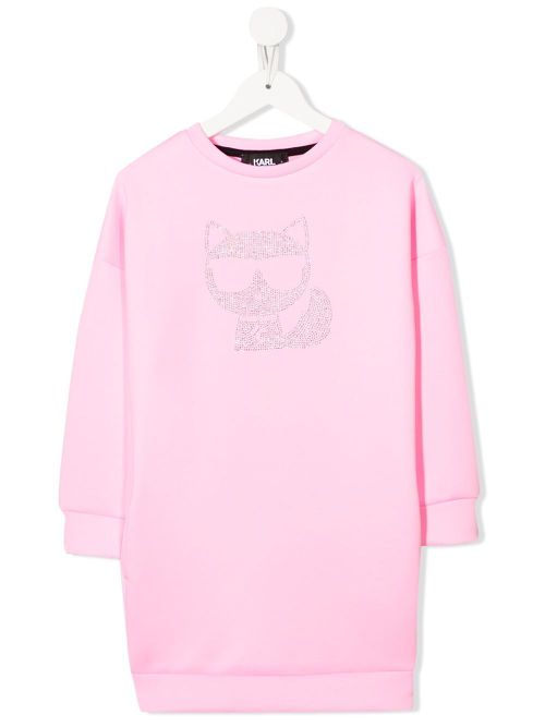 Logo-embellished sweatshirt dress - Pink