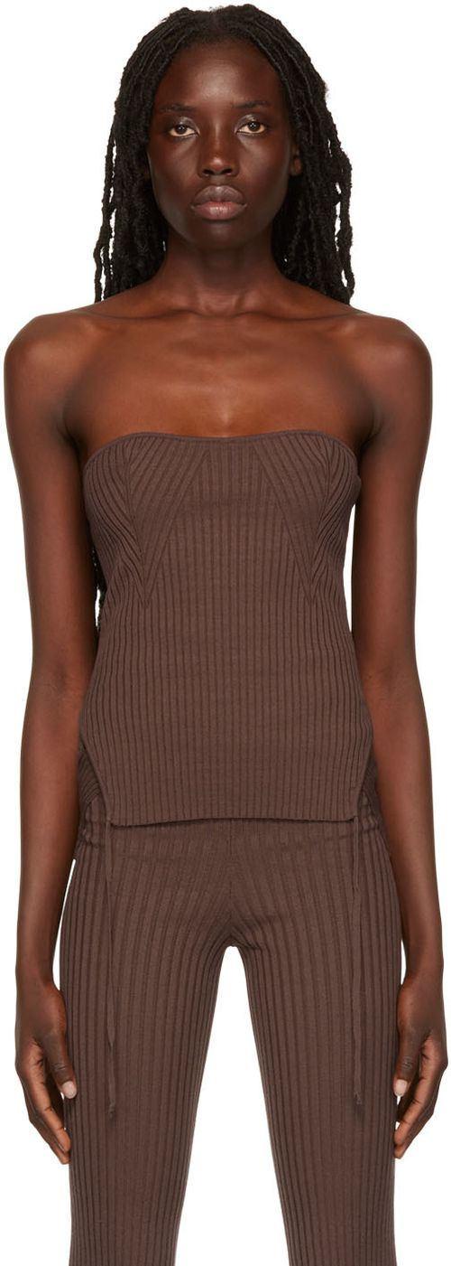 Brown ribbed camisole