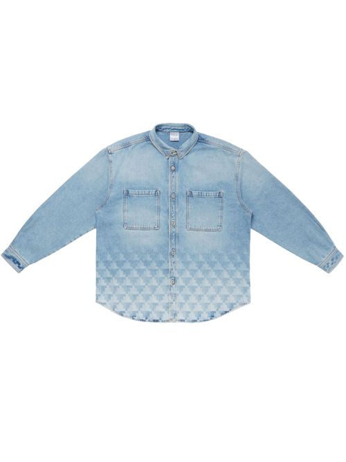 Laser Cross denim overshirt - Blue