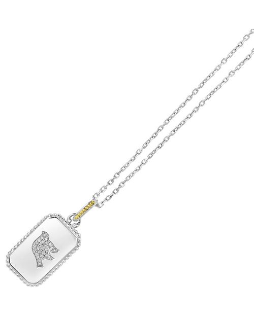 18K Over Silver 0.12 Ct. Tw. Diamond Dove Medallion Tag Necklace