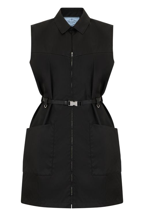 Mini Sleeveless Dress with Zip and Waist Belt