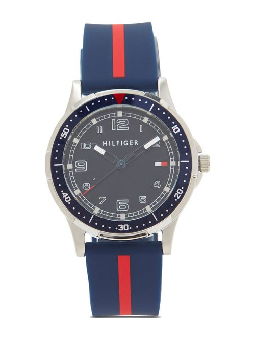 34mm striped silicone-strap watch - Blue