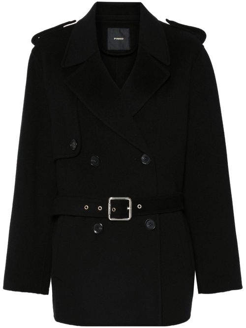 Double-breasted belted coat - Black