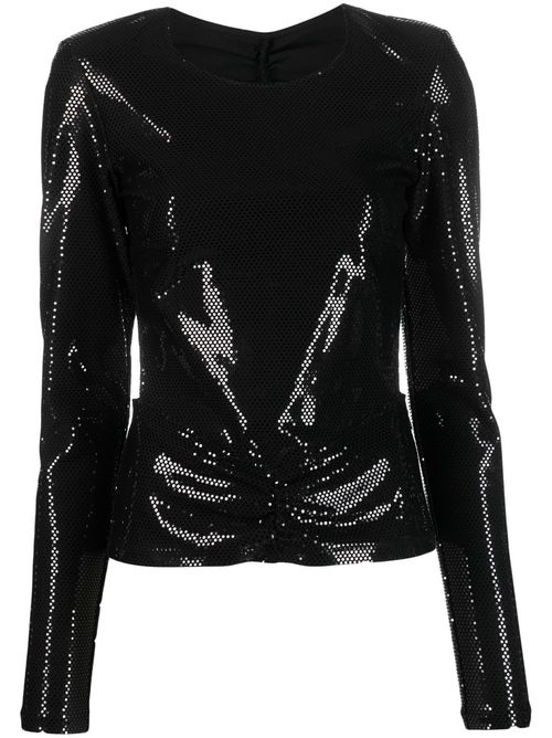 Sequin-embellished open-back top - Black
