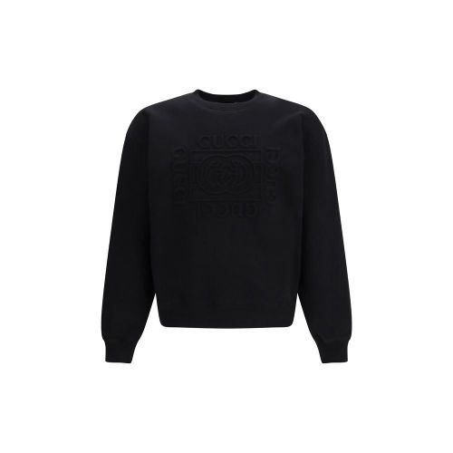 Embossed Logo Cotton Sweatshirt — Black