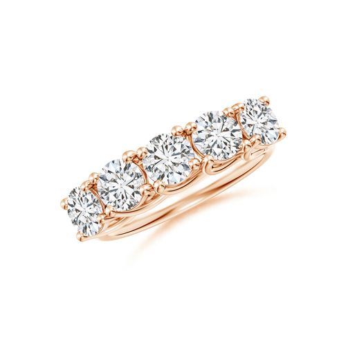 Angara 2.0 Carats Half Eternity Five Stone Diamond Wedding Band in 14K Rose Gold