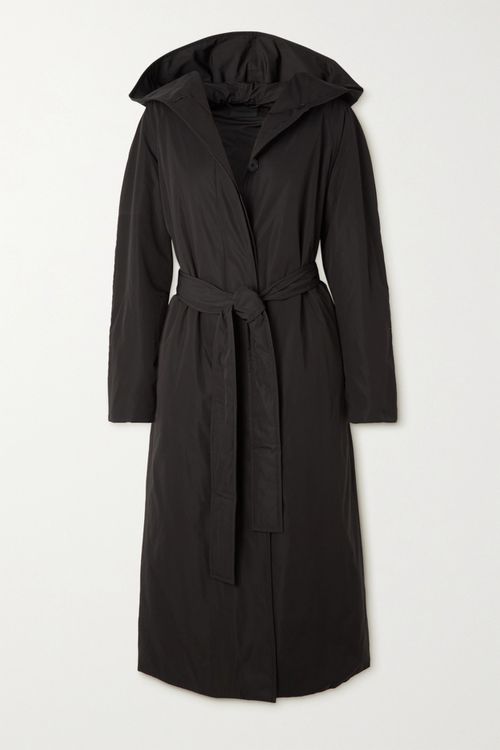 Gini Hooded Belted Shell Coat - Black - x small