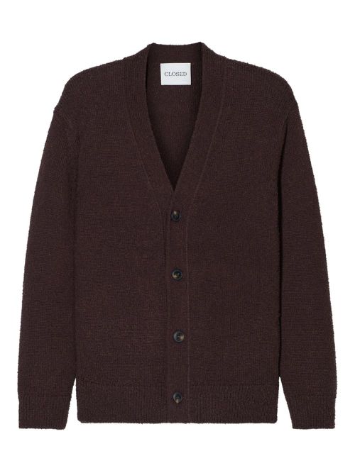 Button-up textured cardigan - Brown