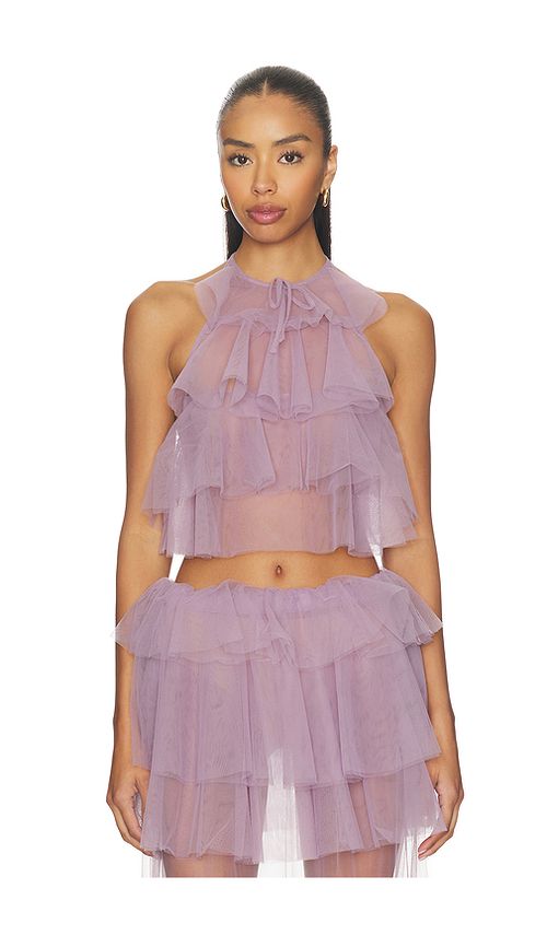 AKNVAS Bodil Ruffle Top in Lavender - Lavender. S also in