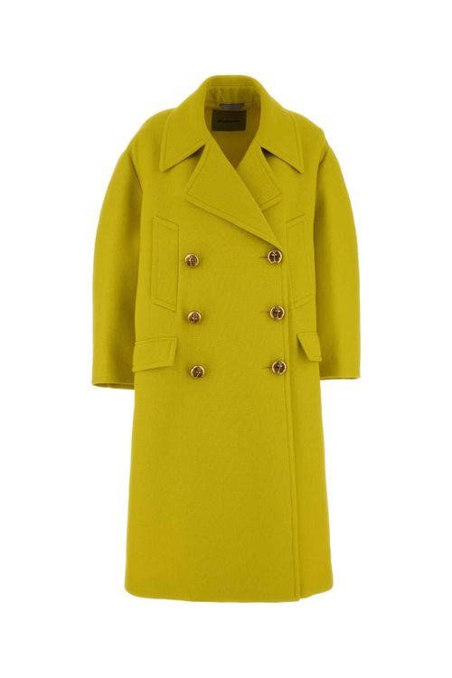 Double-Breasted Wool Coat — Yellow