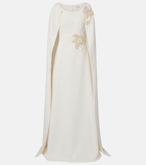 Yuna faux pearl-embellished crêpe gown