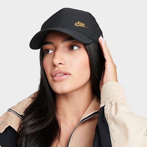 Dri-FIT Club Structured Metal Logo Strapback Hat in Black/Metallic Gold